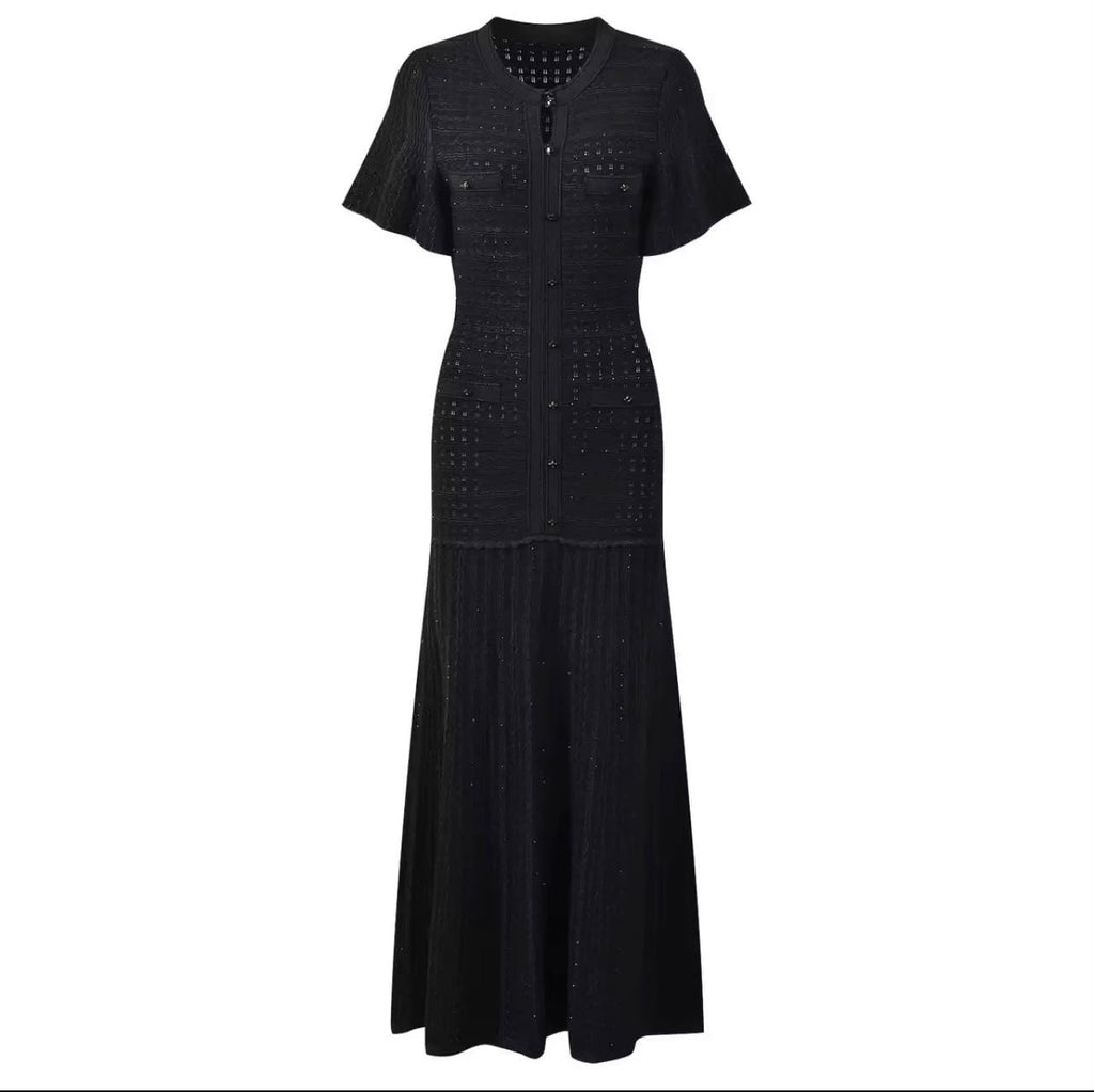 Sandro Metallic Knit Short-Sleeve Top and Long Skirt Set
