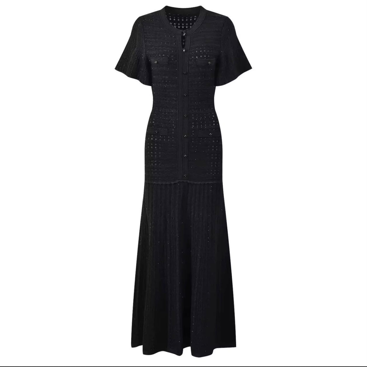 Sandro Metallic Knit Short-Sleeve Top and Long Skirt Set