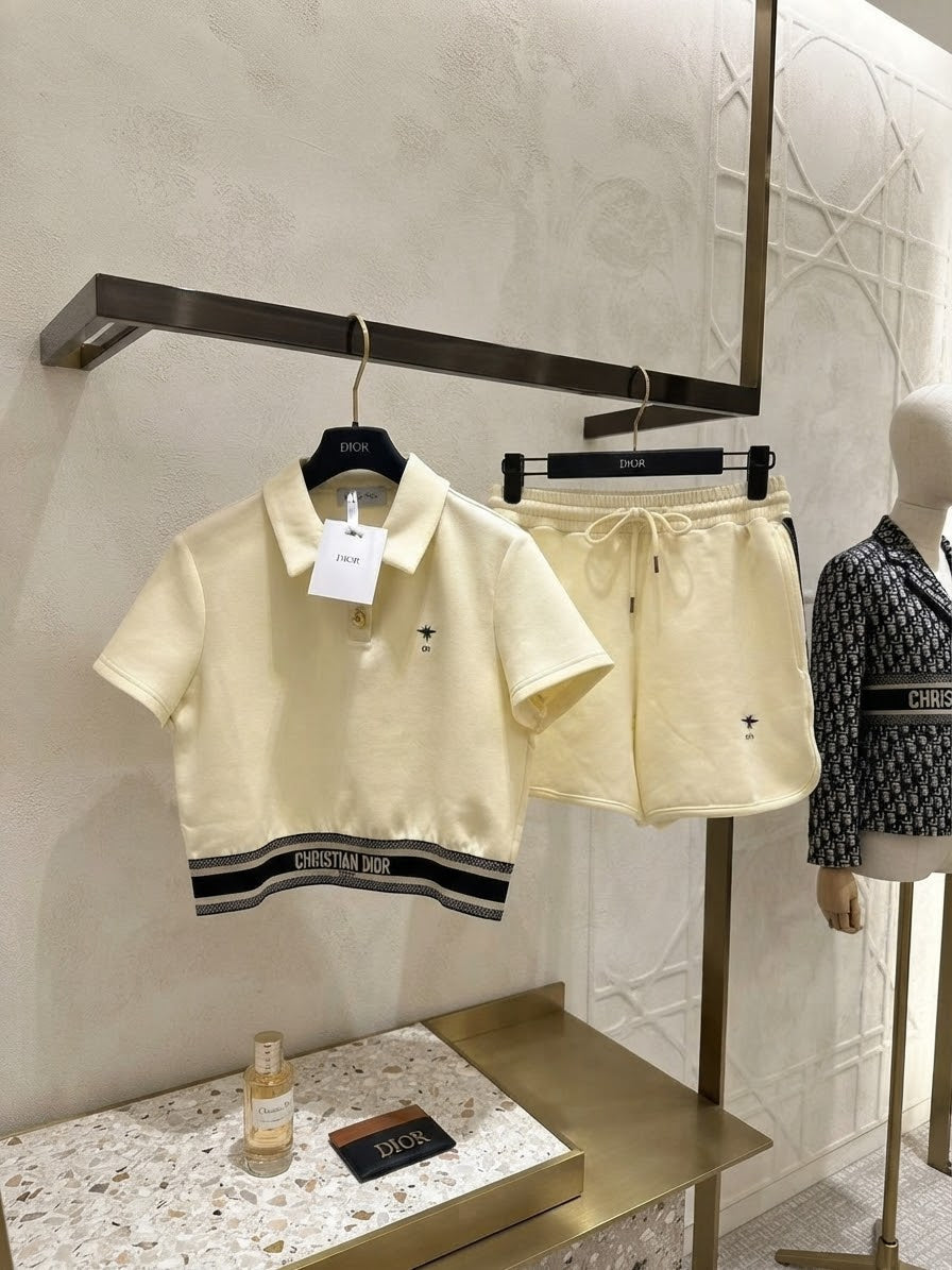 Dior Knitted Short-Sleeve Polo and Matching Shorts Set