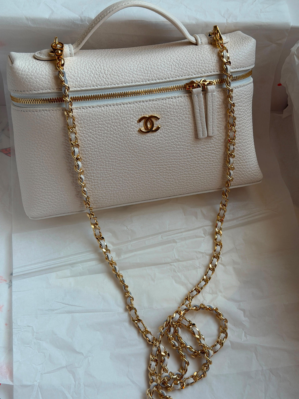 Chanel white Caviar Vanity