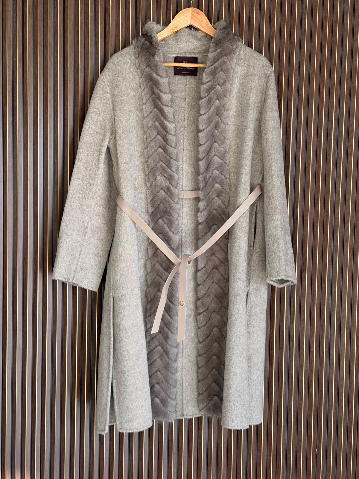 Loro Piana Cashmere & Fur Trim Long Coat