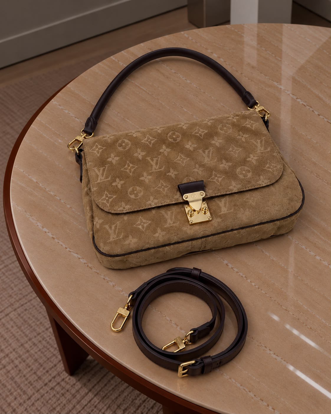 Louis Vuitton Suede Monogram Shoulder Bag