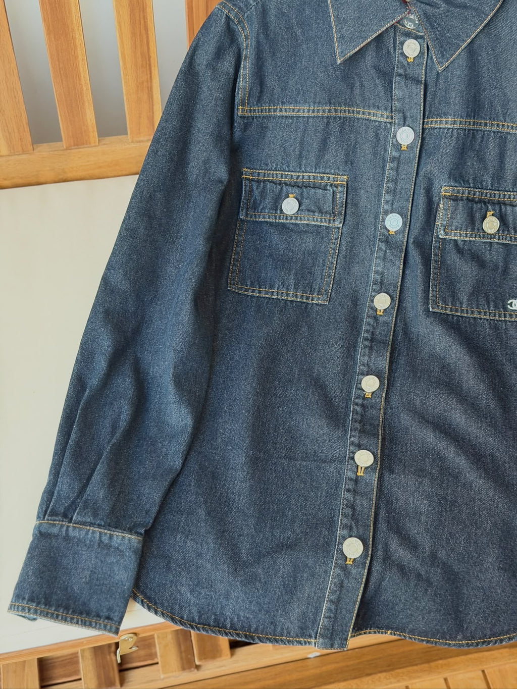 Chanel CC Logo Denim Shirt