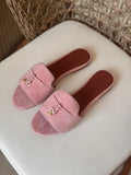 Loro Piana Summer Charms Suede Flat Mules