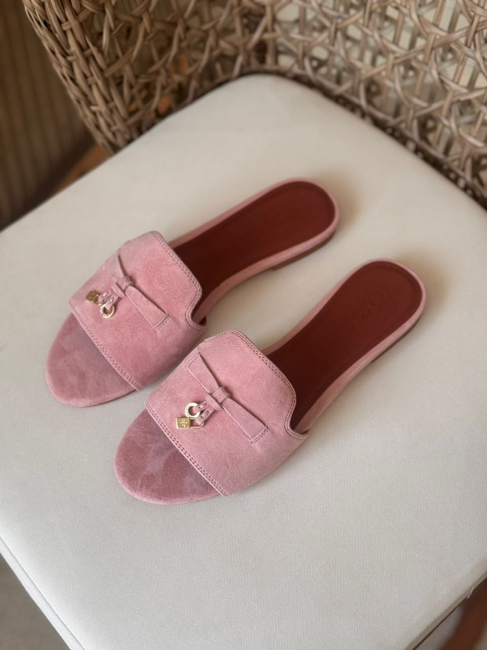 Loro Piana Summer Charms Suede Flat Mules