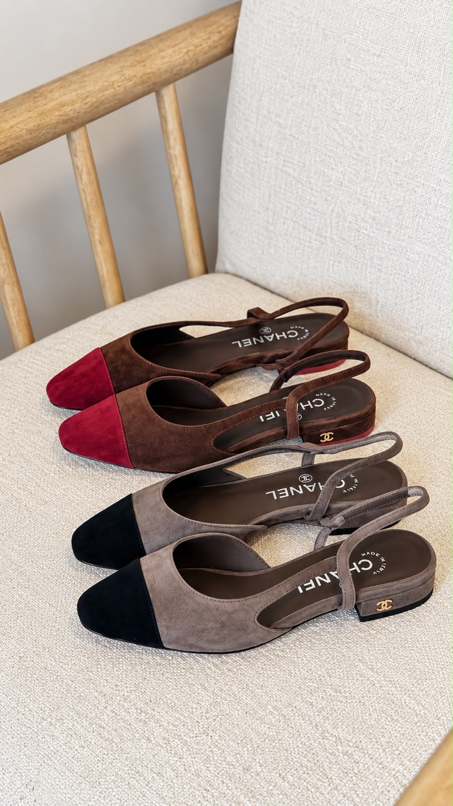 Chanel Suede Cap-Toe Slingback