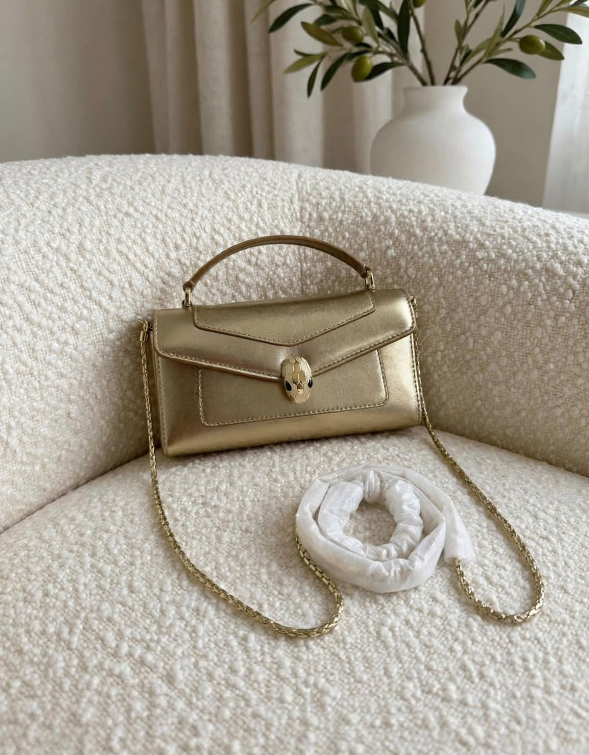 BVLGARI Serpent Clasp Chain Top Handle Bag