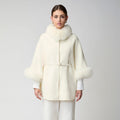 Loro Piana Cashmere Cape with Fox Fur Trim and Belt