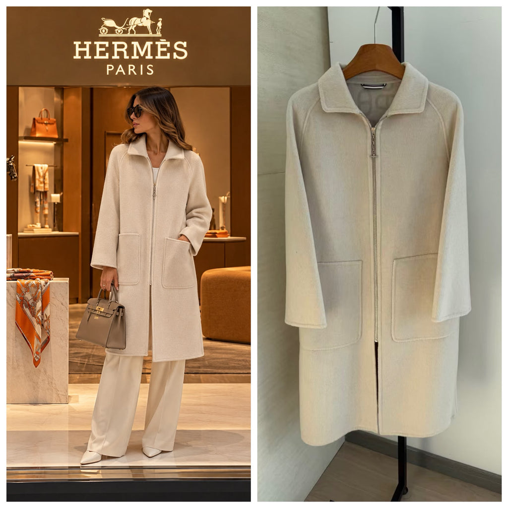 Hermès Reversible Cashmere Zip-Up Long