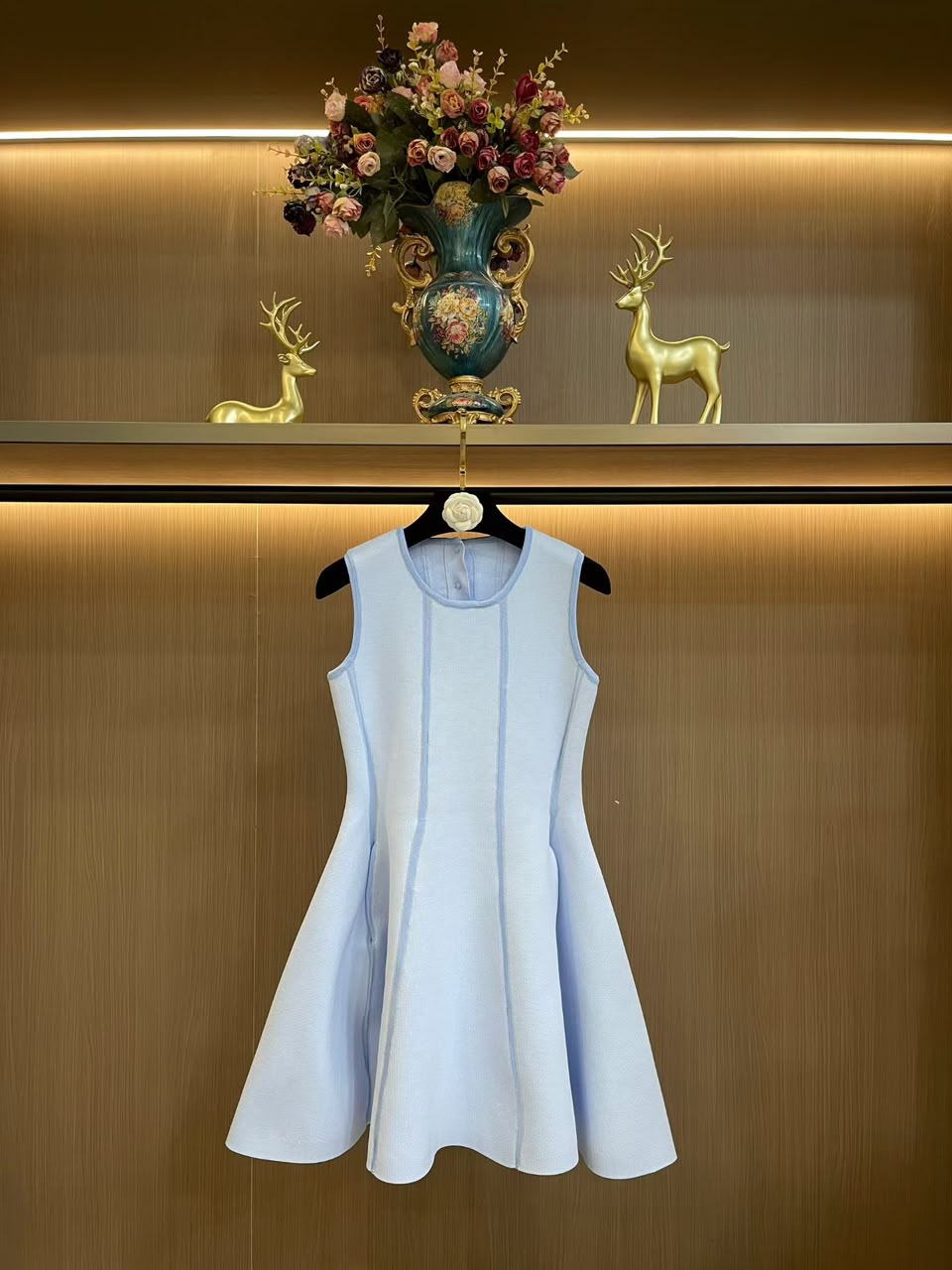 Maje Bow-Embellished Flared Knitted Mini Dress