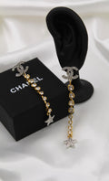 Chanel CC Crystal Star Drop Earrings