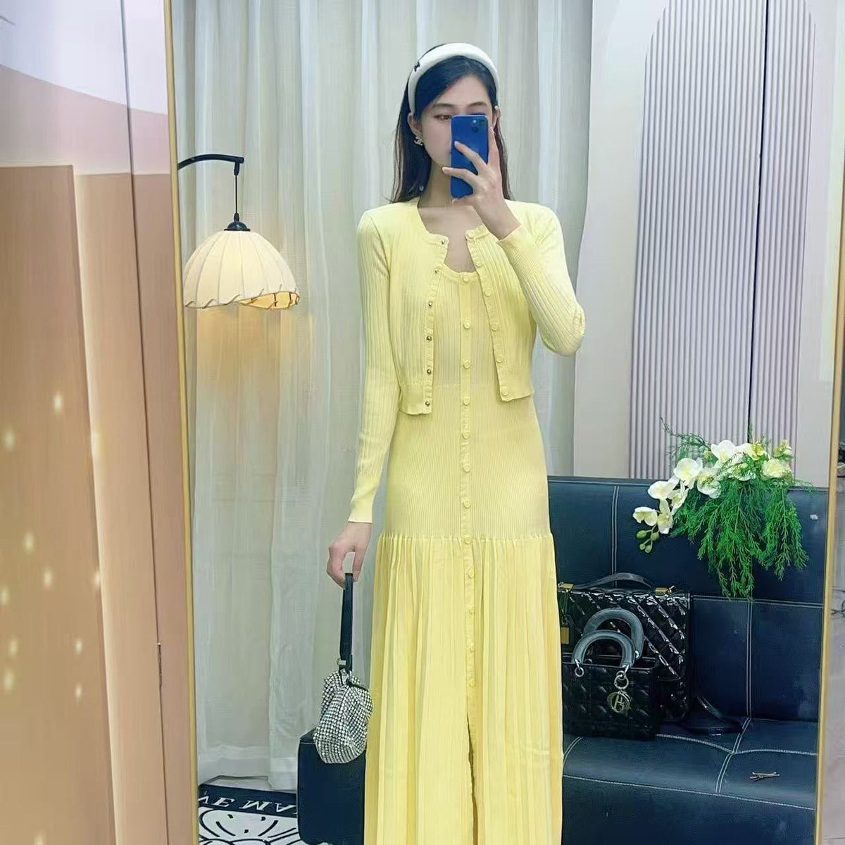 Sandro  Button-Up Maxi Dress and Matching Cardigan Set