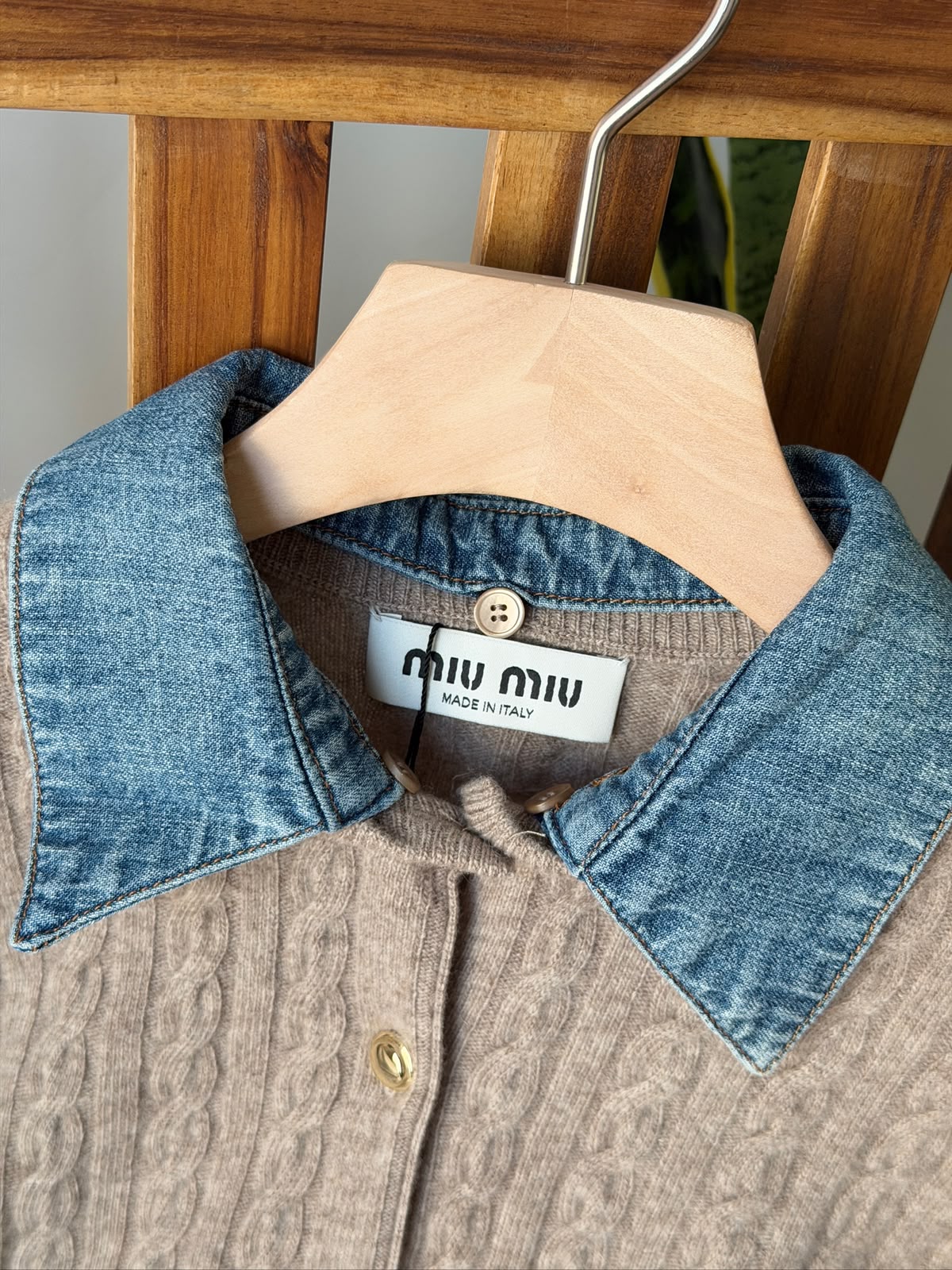 Miu Miu Denim Collar Knit Cardigan