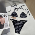 Miu Miu All-Over Logo Print Triangle Bikini Set