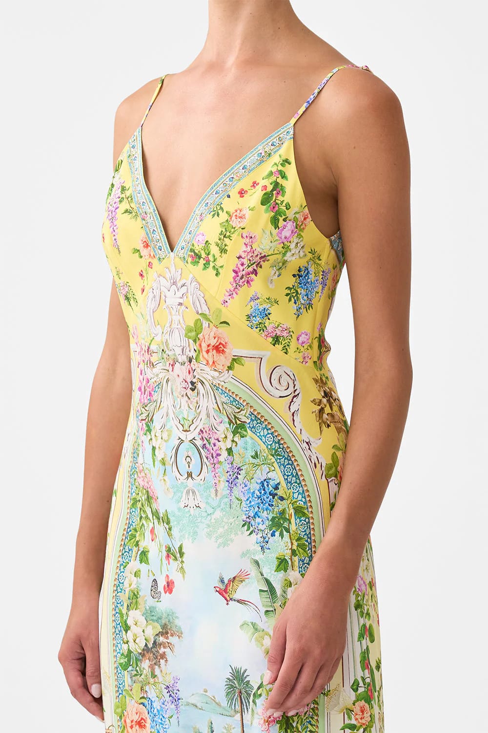 Camilla V-Neck Full Length Bias Cut Slip Dress