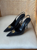 Saint Laurent Louis Slingback Pumps with Engraved Logo Plaque