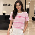 CHANEL Pink Short-Sleeve Knit Top