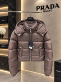 Prada Glossy Re-Nylon Hooded Cropped Puffer Jacket