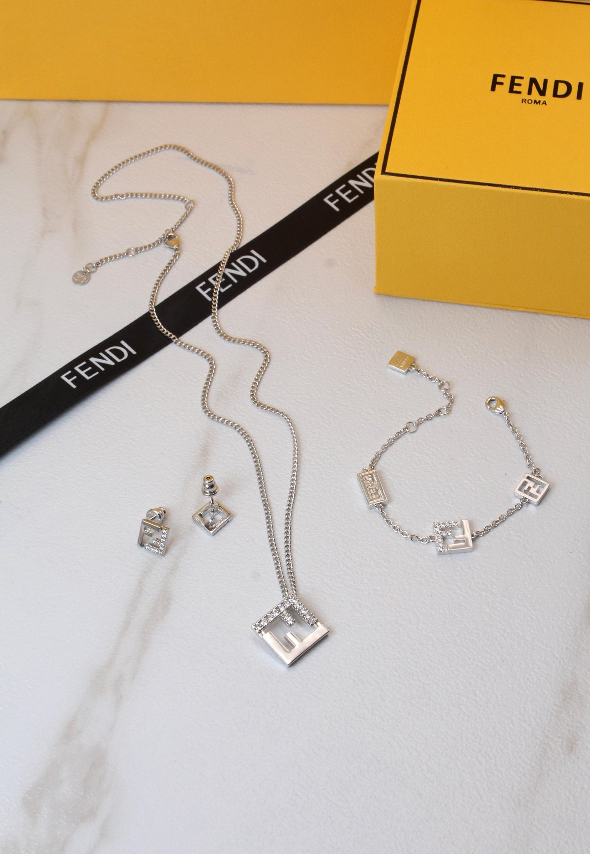 Fendi FF Silver Jewelry Set