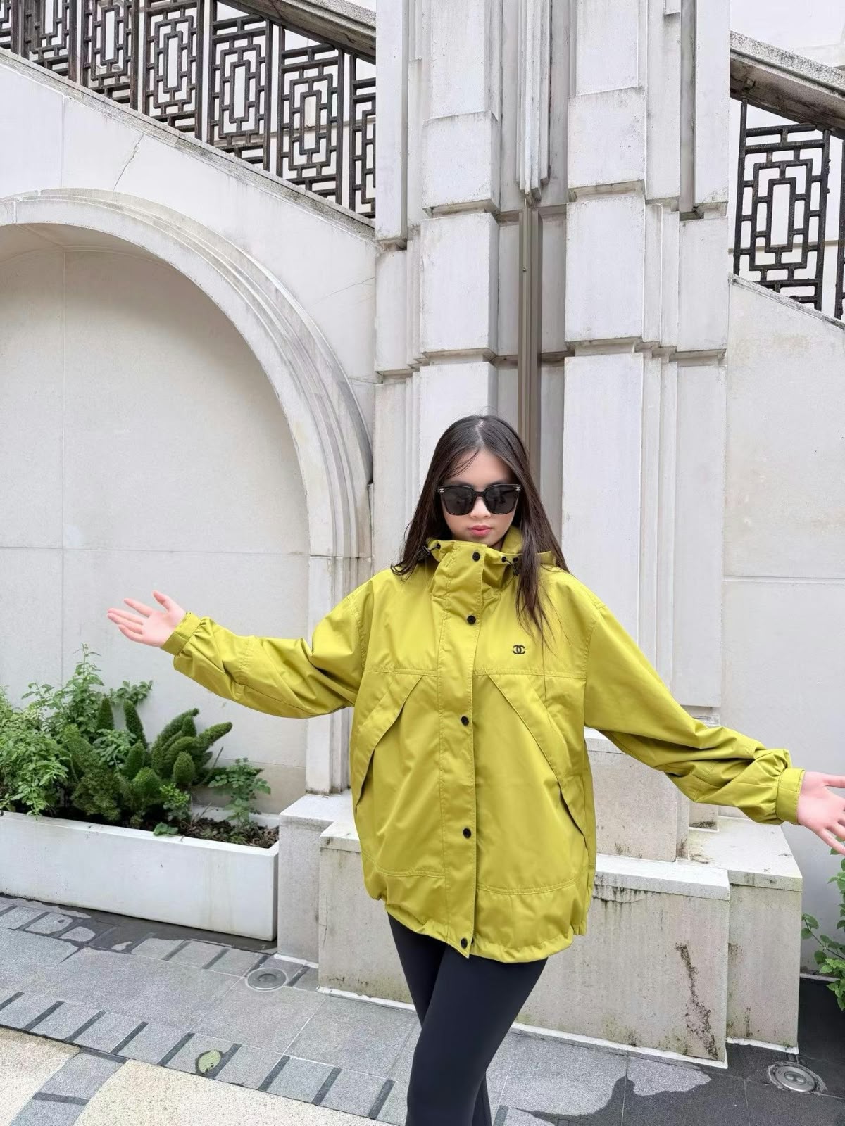Chanel CC Logo Hooded Windbreaker Jacket
