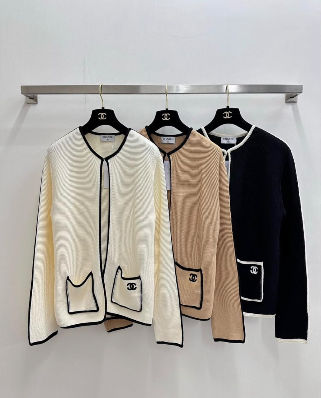Chanel Contrast-Trim Knit Cardigan