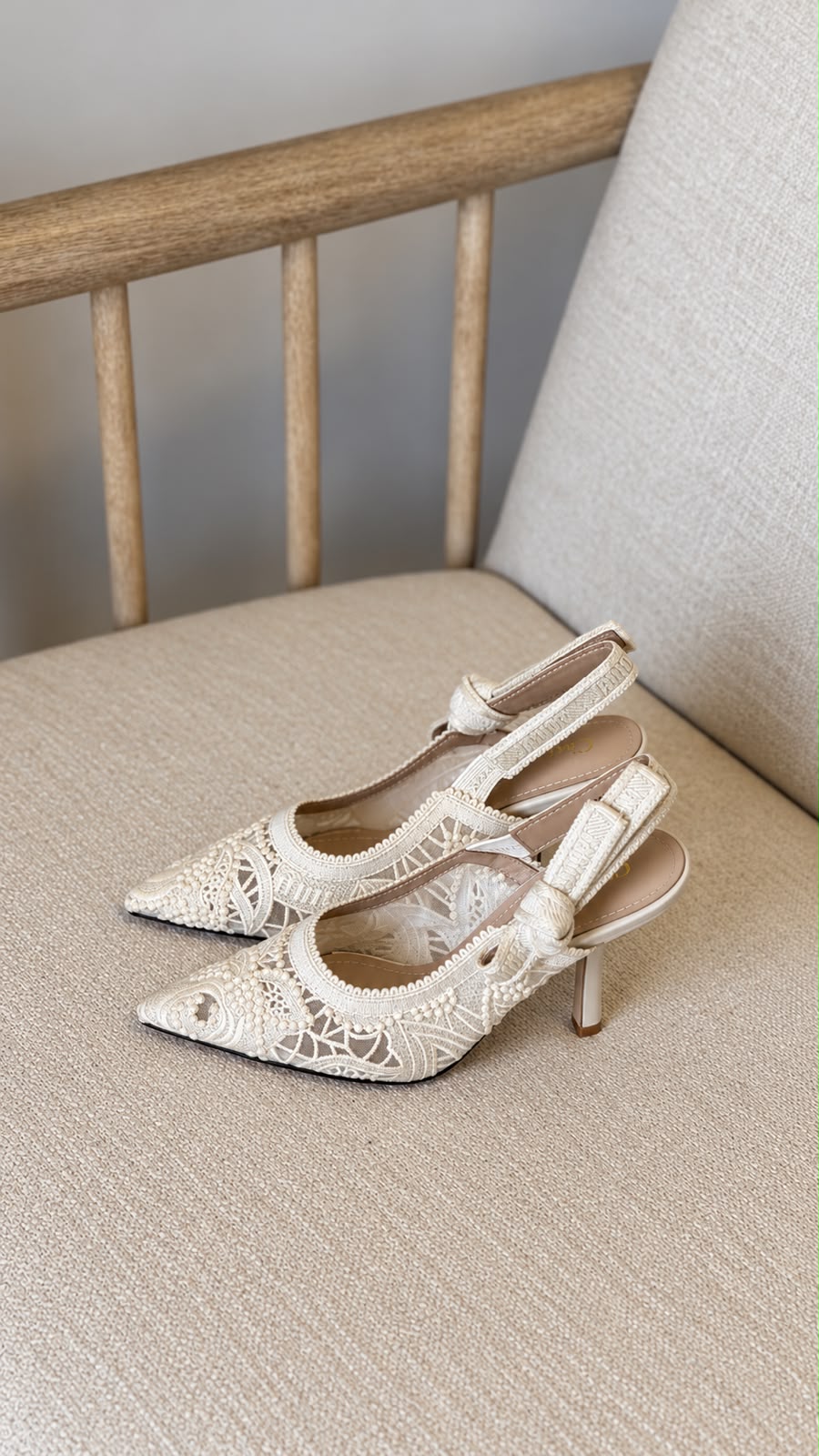 Dior Fabric and Lace Slingback Heels