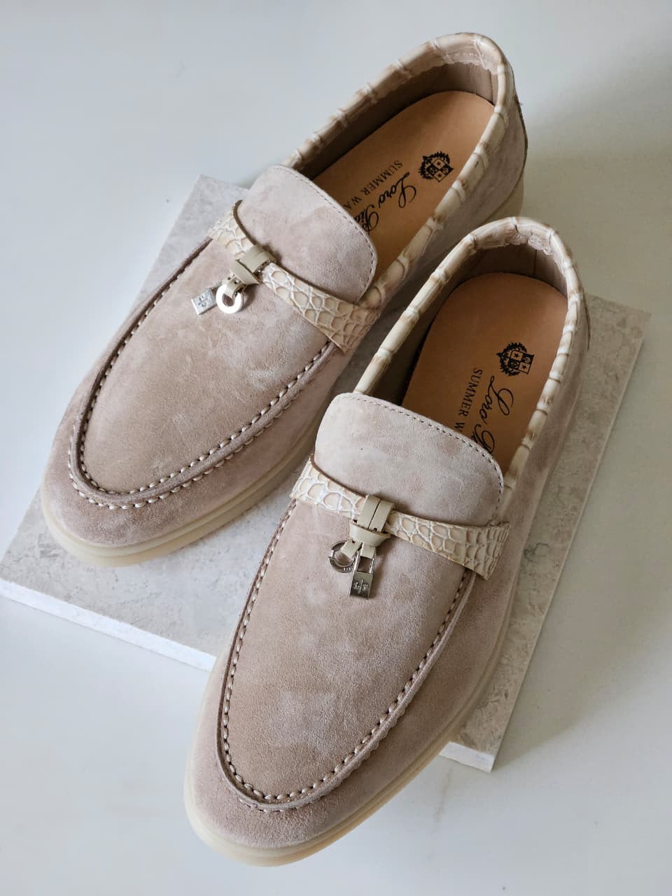 Loro Piana Summer Walk Loafers with Charm Detail