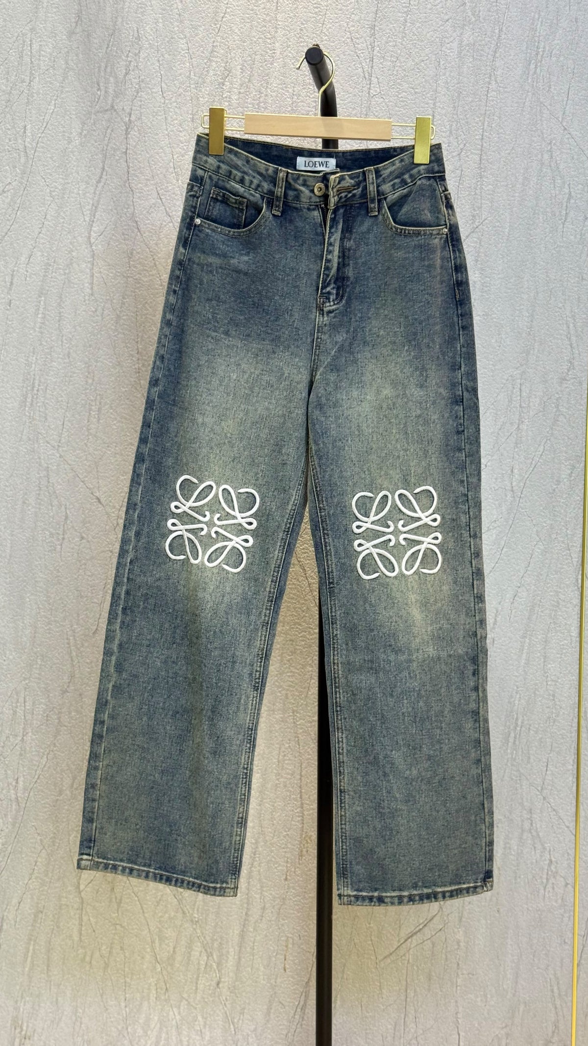 Loewe Anagram Embroidered Wide-Leg Jeans