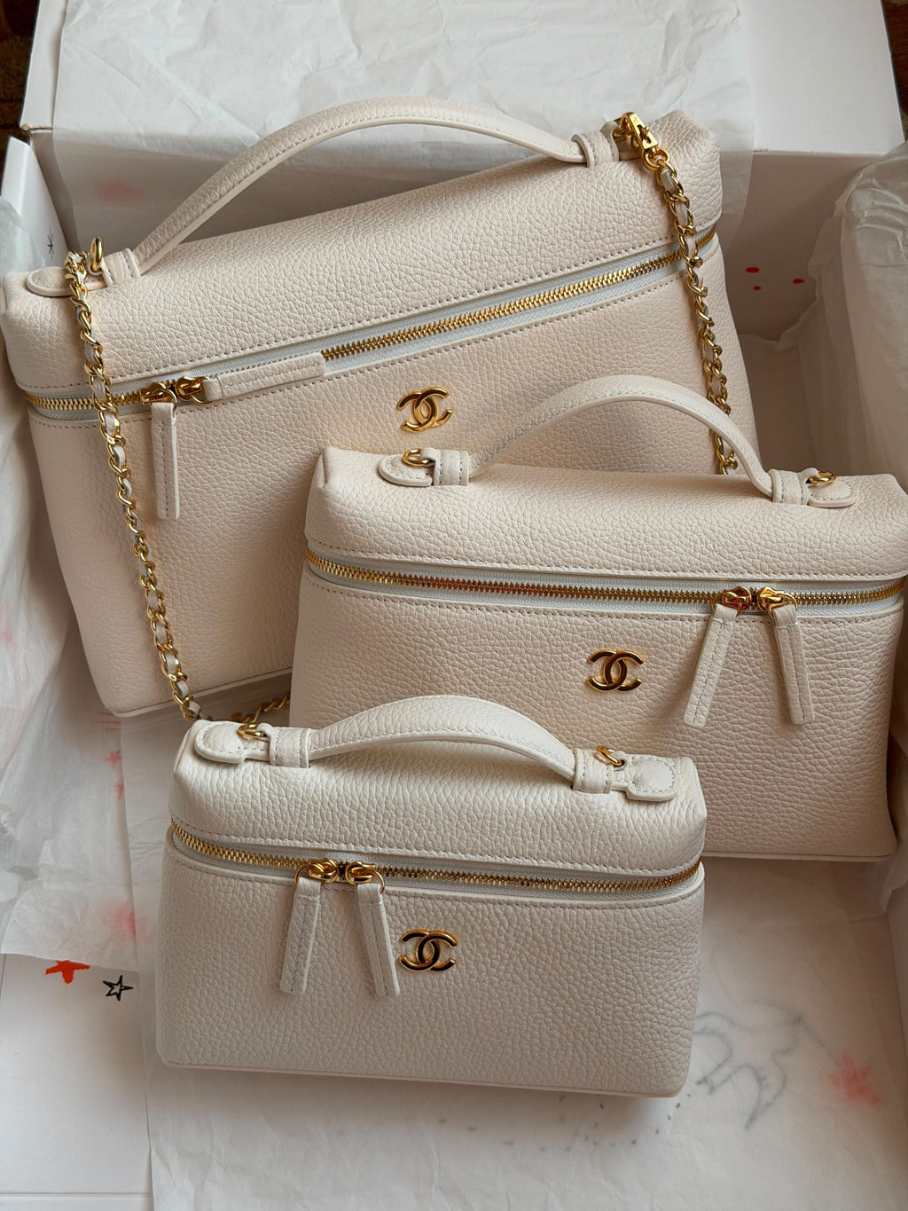Chanel white Caviar Vanity