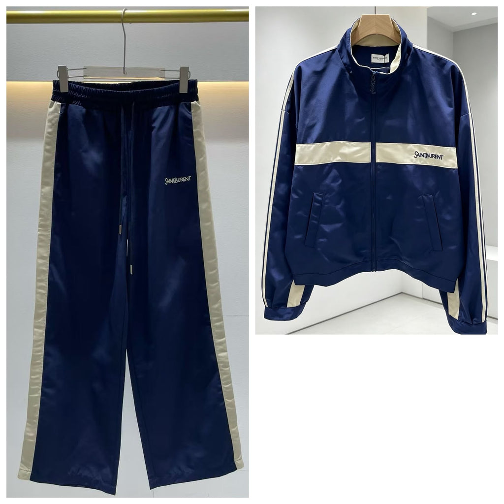 Saint Laurent Contrast Stripe Track Jacket and Pants Set