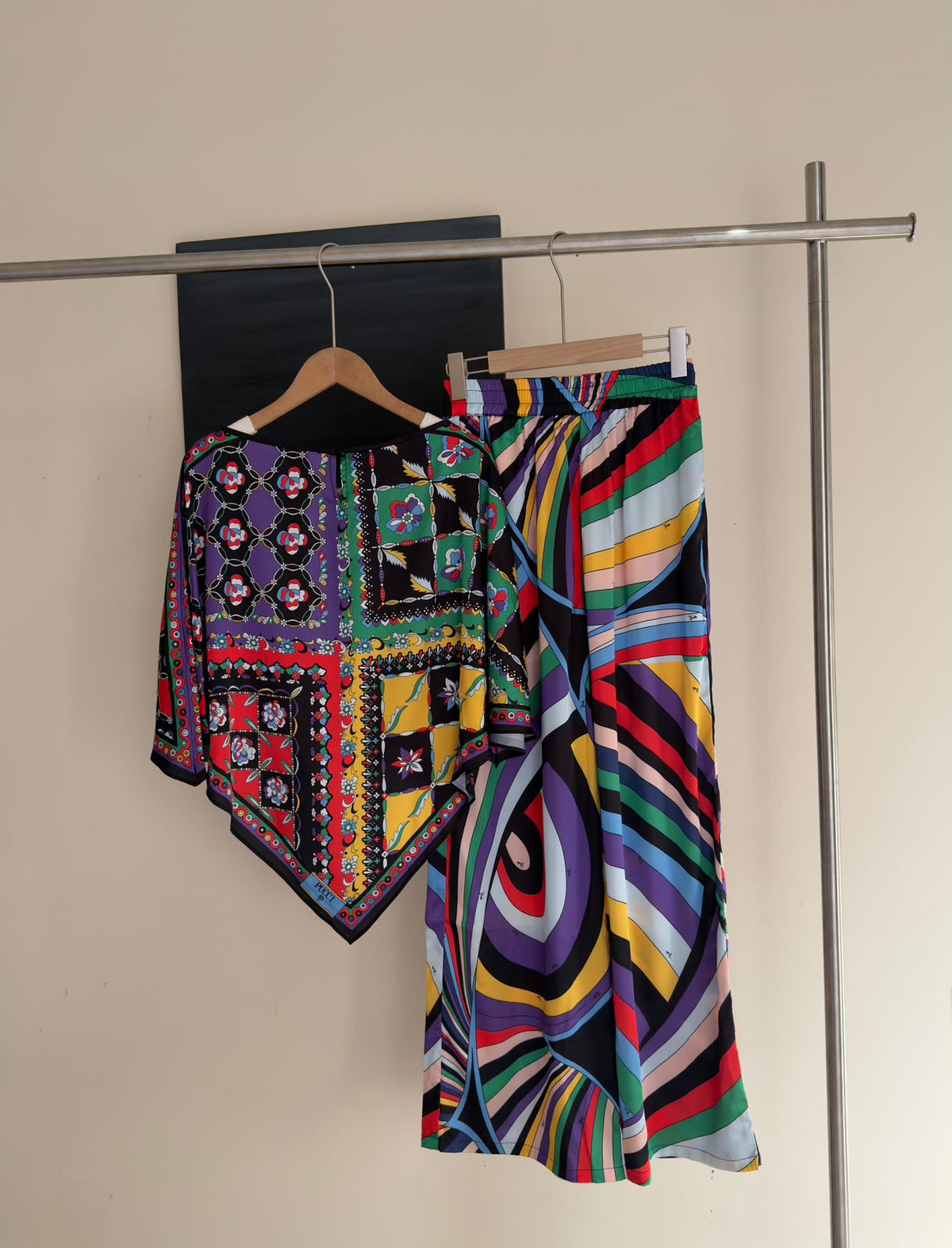 Pucci Printed Silk Poncho Top & Trousers Set