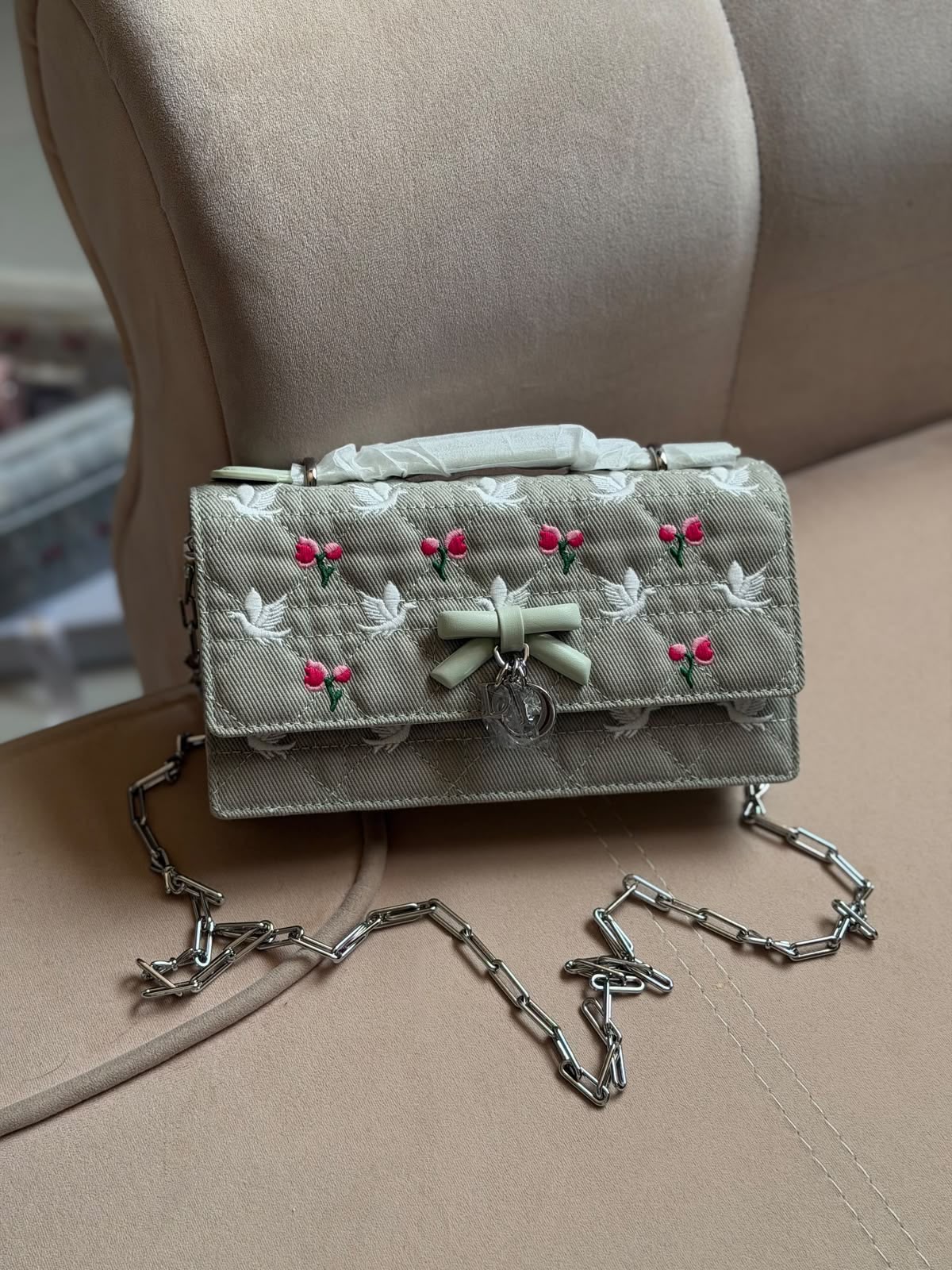 Dior Cherry and Bird Bow Chain Bag