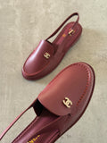 Chanel CC Logo Slingback Leather Loafers