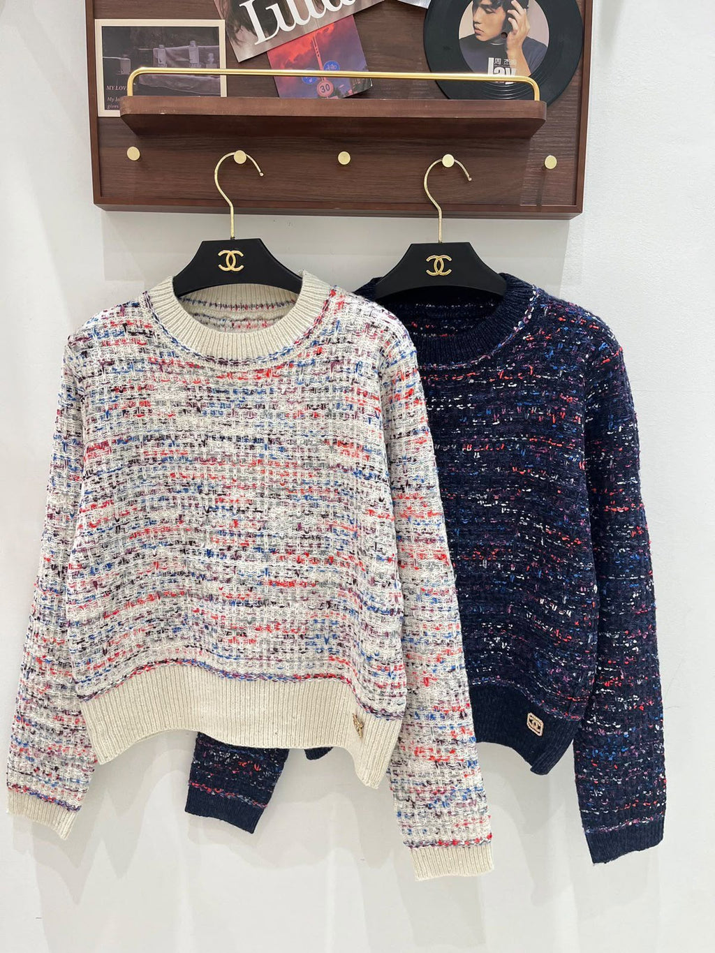 Chanel Tweed-Style Multicolor Knit Crewneck Sweater