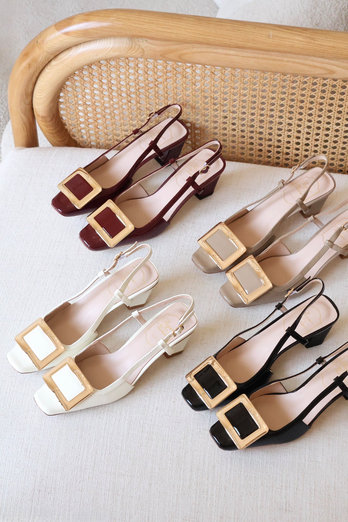 Roger Vivier Belle Vivier Buckle Leather Slingback Pumps