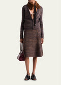 Prada Melange Knit Cardigan and Midi Skirt Set