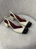 Chanel Patent Cap-Toe Slingback Pumps