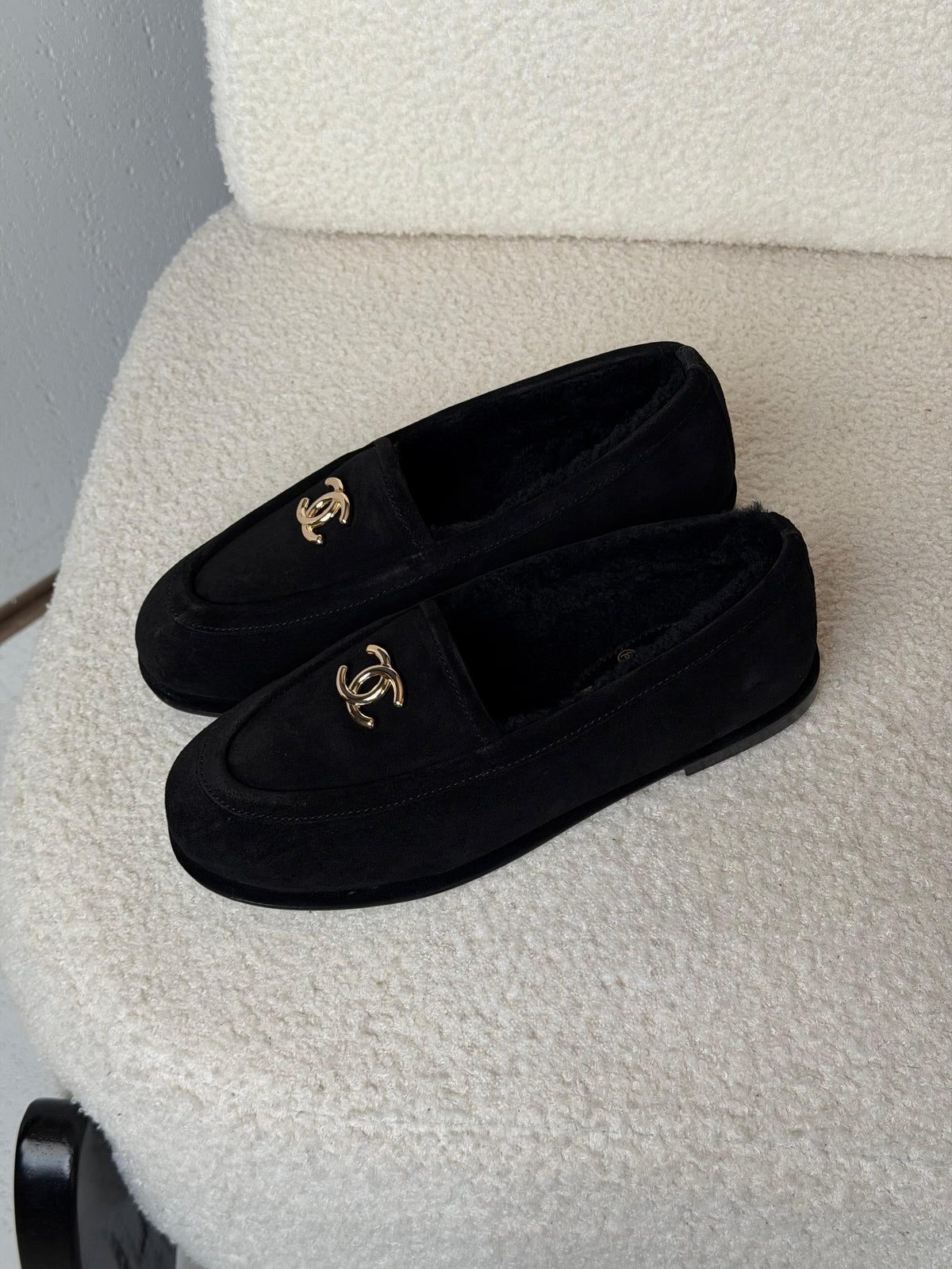 CHANEL Fleece-Lined Loafer Flats