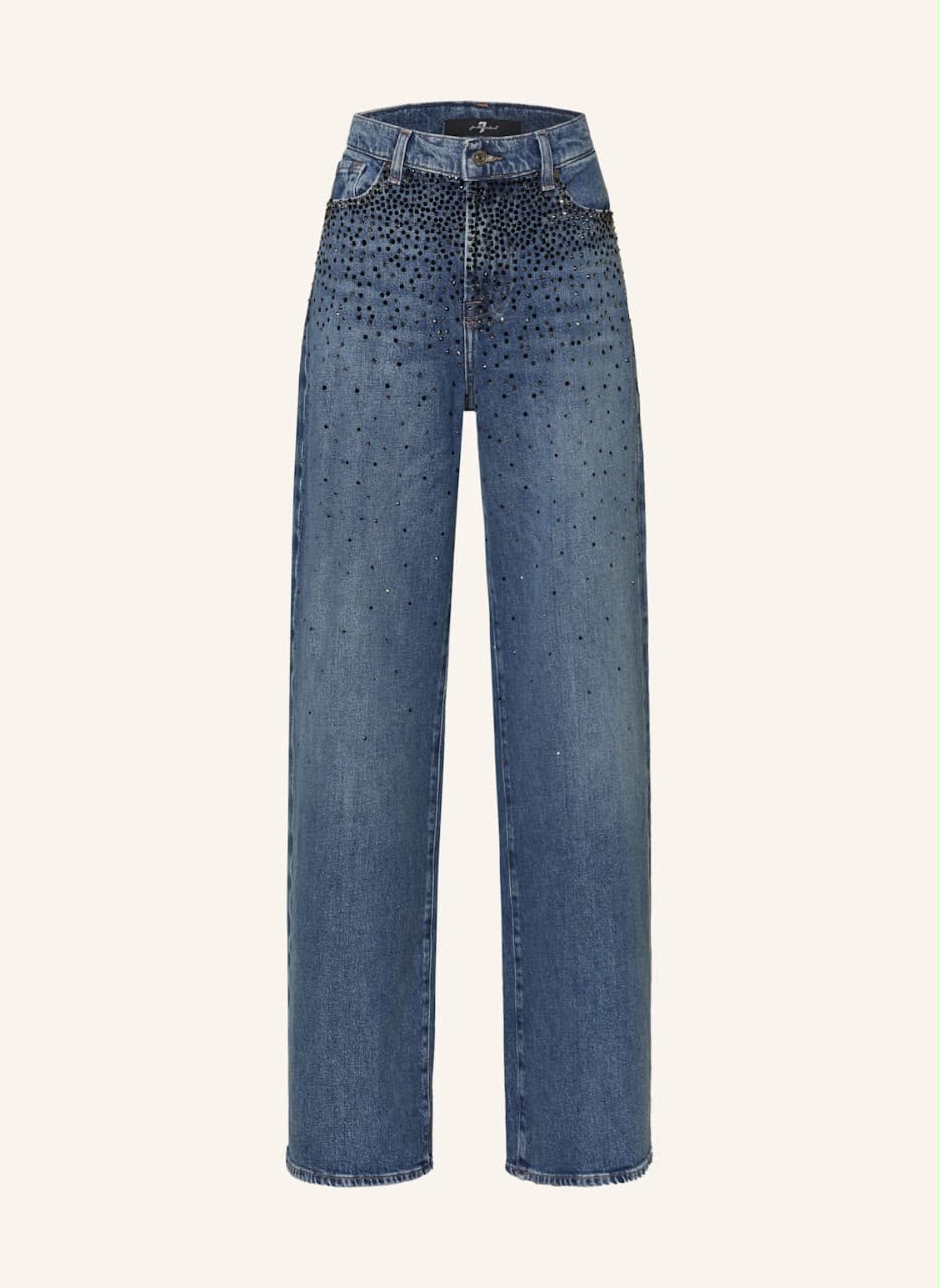 Miu Miu Rhinestone-Embellished Wide-Leg Denim Jeans