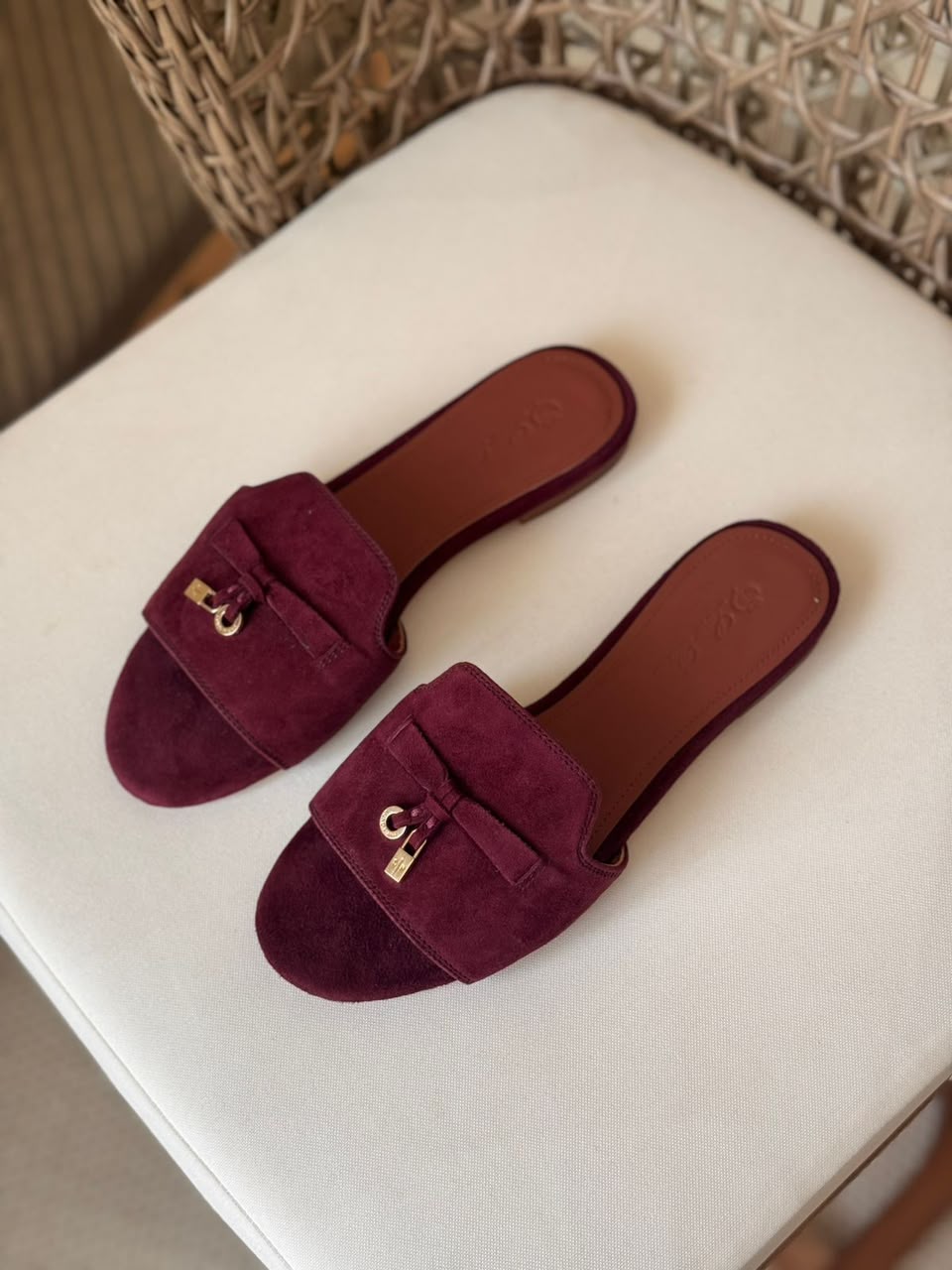 Loro Piana Summer Charms Suede Flat Mules