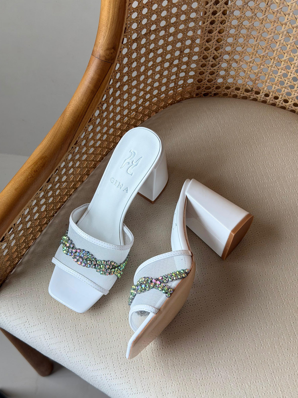 Gina Crystal-Embellished High-Heed Mules