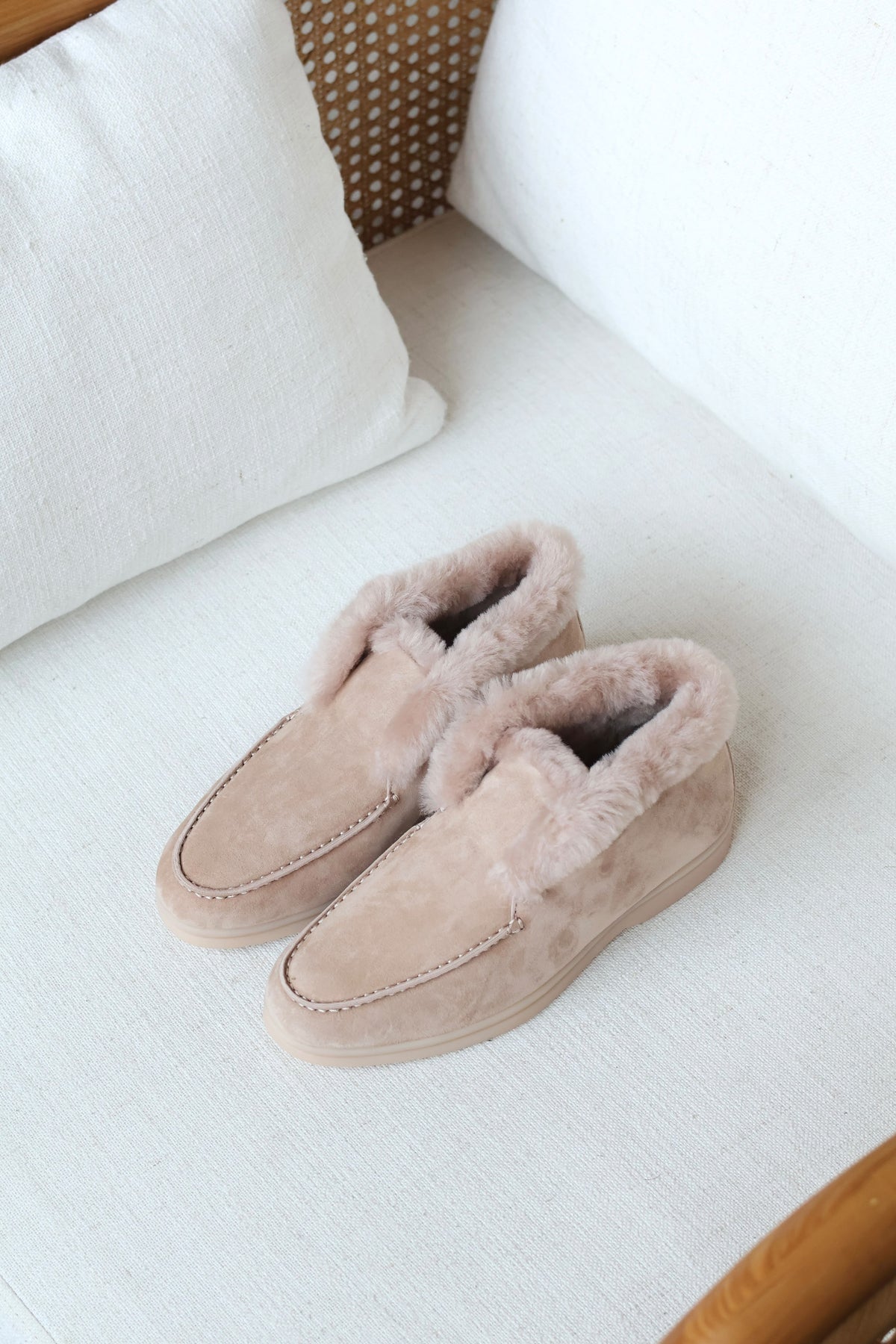 Loro Piana Suede and Shearling-Lined Winter Moccasin / Loafer