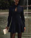 Valentino Black Long-Sleeve Fit-and-Flare Mini Dress
