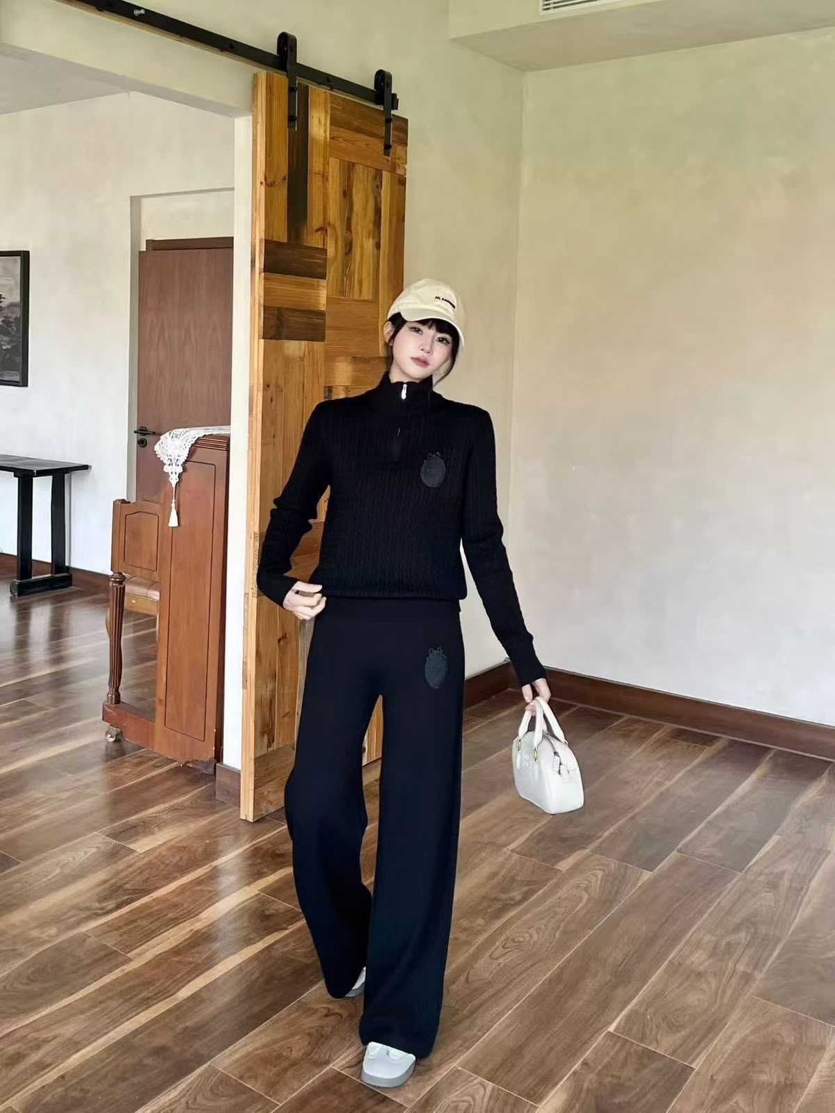 Dior Knit Quarter-Zip Pullover and Wide-Leg Pants Set
