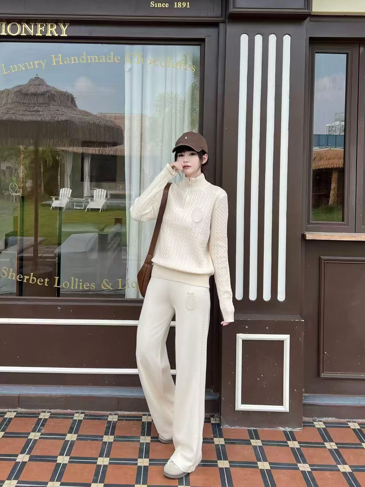 Dior Knit Quarter-Zip Pullover and Wide-Leg Pants Set