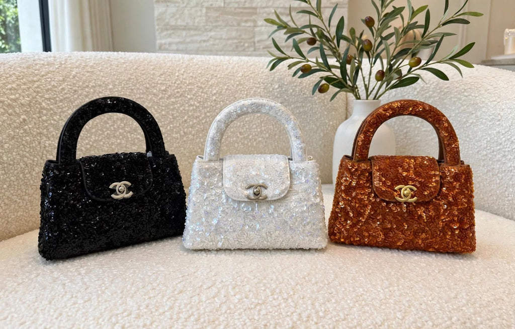 CHANEL Sequin Rounded Handle Flap Bag