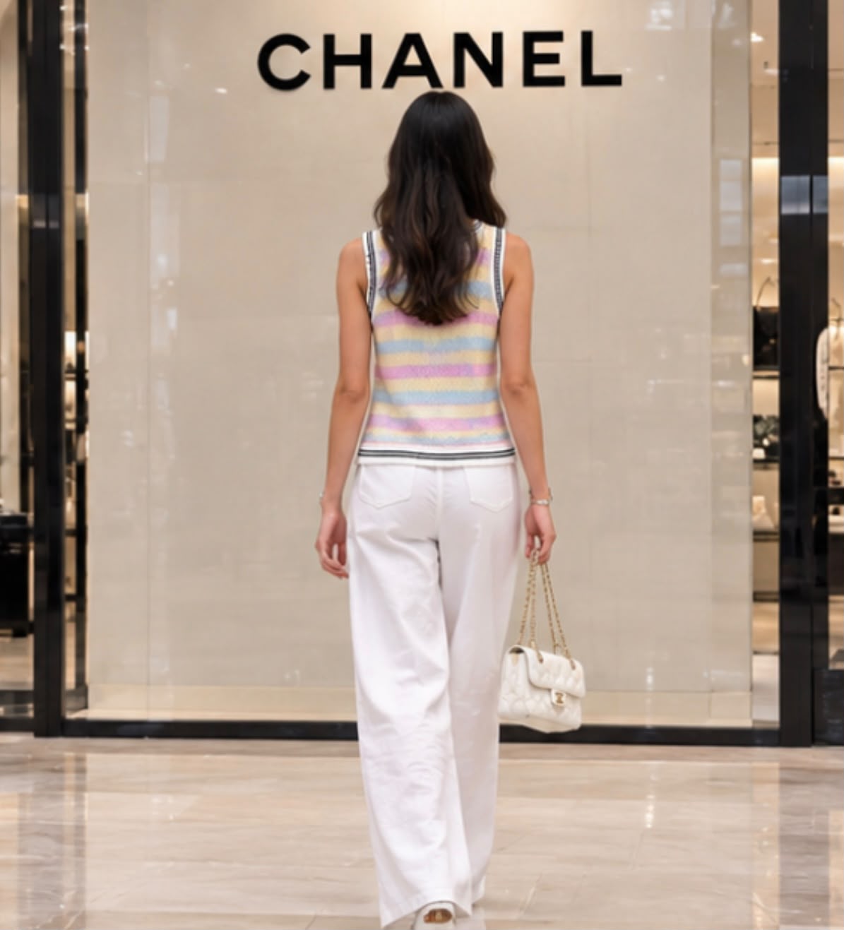 Chanel Striped Knit Vest Top