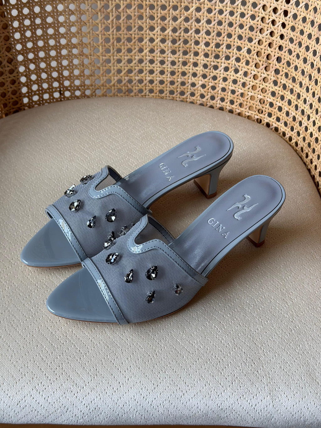 Gina Embellished Mid-Heel Mule