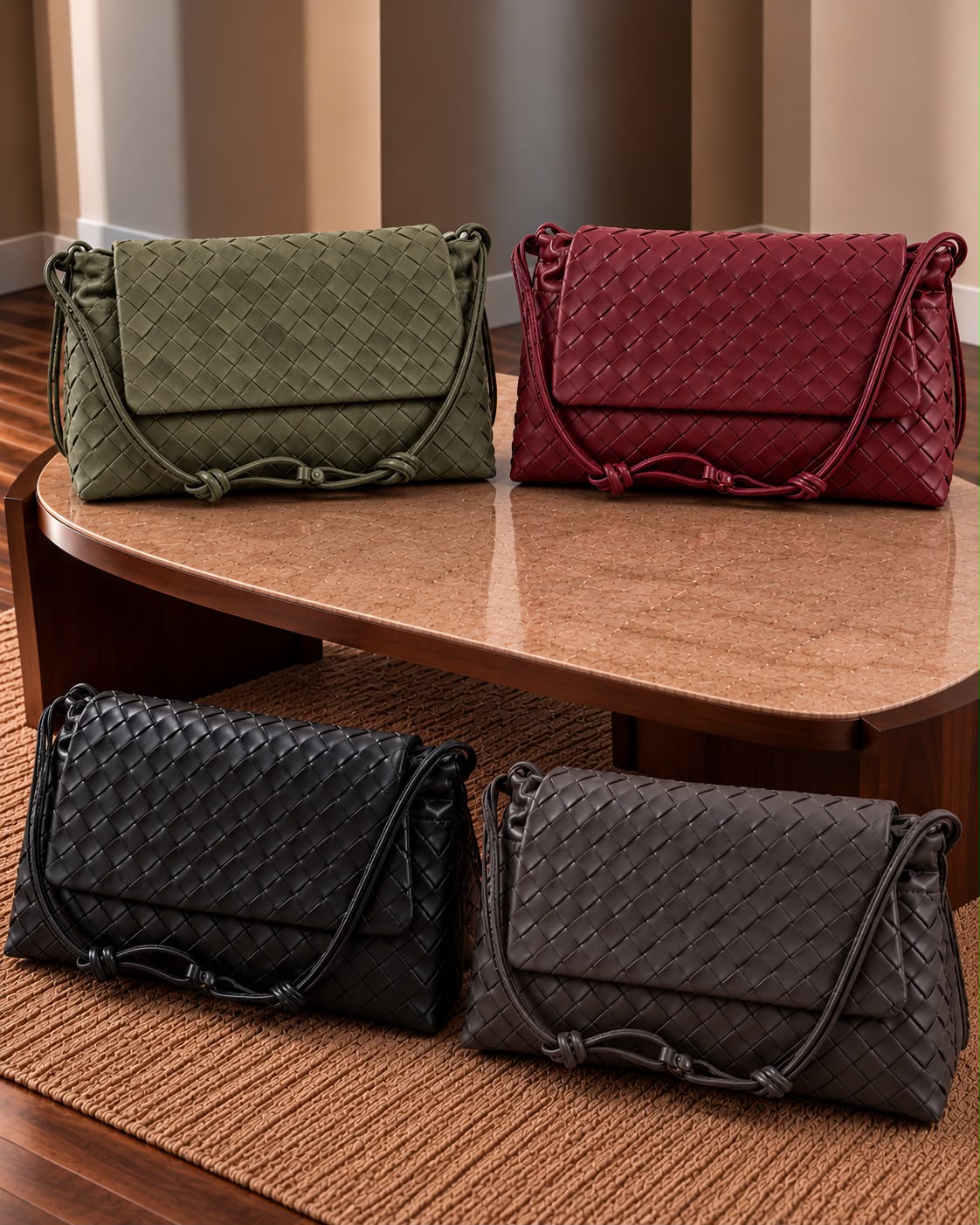 Bottega Veneta Intrecciato Suede/Leather Crossbody Bag