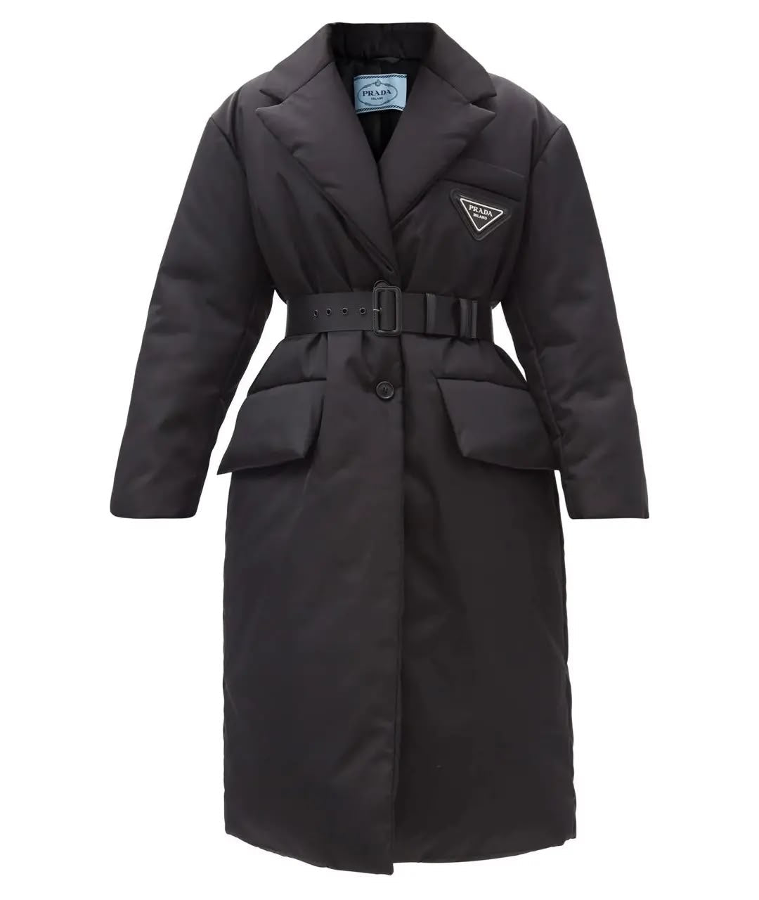 Prada Re-Nylon Belted Long Puffer Coat